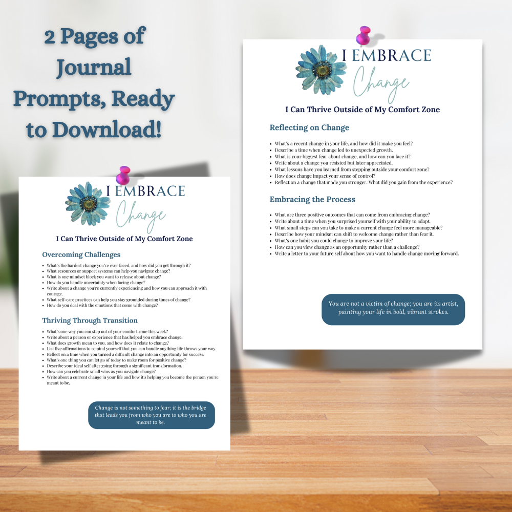 I Embrace Change,Transformational Journal with PDF Prompts